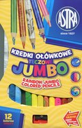 Astra, Kredki ołówkowe Jumbo trójkątne tęczowe + temperówka 12 kolorów - Astra