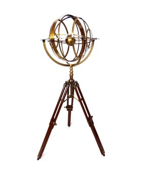Astrolabium mosiężne na drewnianym trójnogu - GIFTDECO