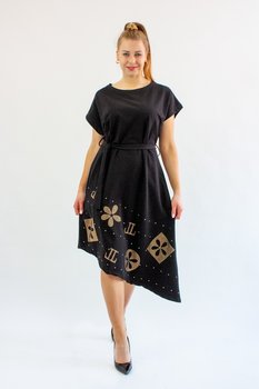Asymetryczna sukienka z cekinami Leta Czarna UNI - Nelino