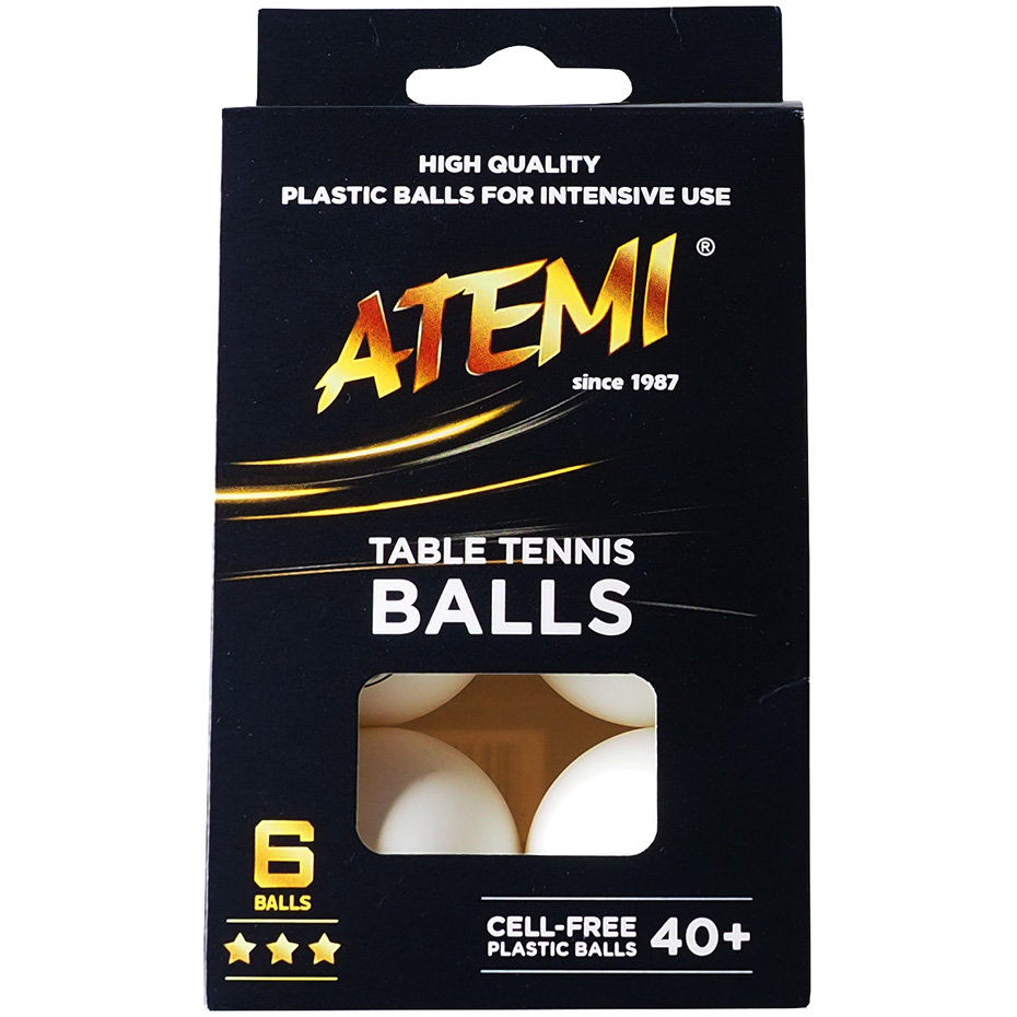 Фото - М'яч для настільного тенісу Atemi , Piłeczki do ping ponga, biały, 6 szt. 