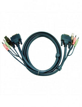 ATEN 2L-7D02U Kabel KVM DVI-D (Single Link), USB, Audio, zwart, 1,8 m - Aten