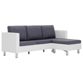 Atrakcyjna sofa z szezlongiem ELIOR Karlo 4Q, biało-ciemnoszara, 77x122x188 cm - Elior