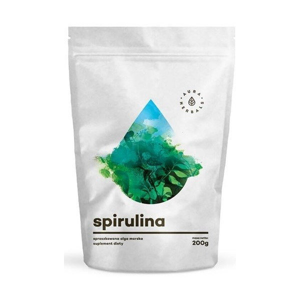 Фото - Вітаміни й мінерали Aura Suplement diety,  Herbals, Spirulina Sproszkowana Alga Mors, 200 g 