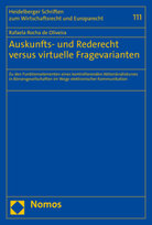 Auskunfts- Und Rederecht Versus Virtuelle Fragevarianten - Zakład ...