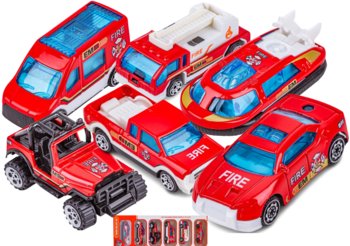 AUTKA STRAŻ POŻARNA zestaw 6s RESORAKI samochodziki wóz strażacki małe auta zabawki dla chłopca - PakaNiemowlaka