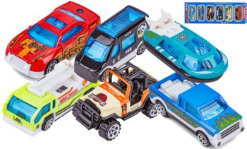 AUTKA zestaw resoraków 6w1 RESORAKI zabawkowe samochodziki auta metalowe zabawki dla chłopców - PakaNiemowlaka