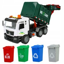 Auto Samochód Śmieciarka z Napędem Frykcyjnym – Ciężarówka dla Dzieci ze Światłami i Dźwiękami | Zabawka Edukacyjna | Realistyczny Pojazd Komunalny