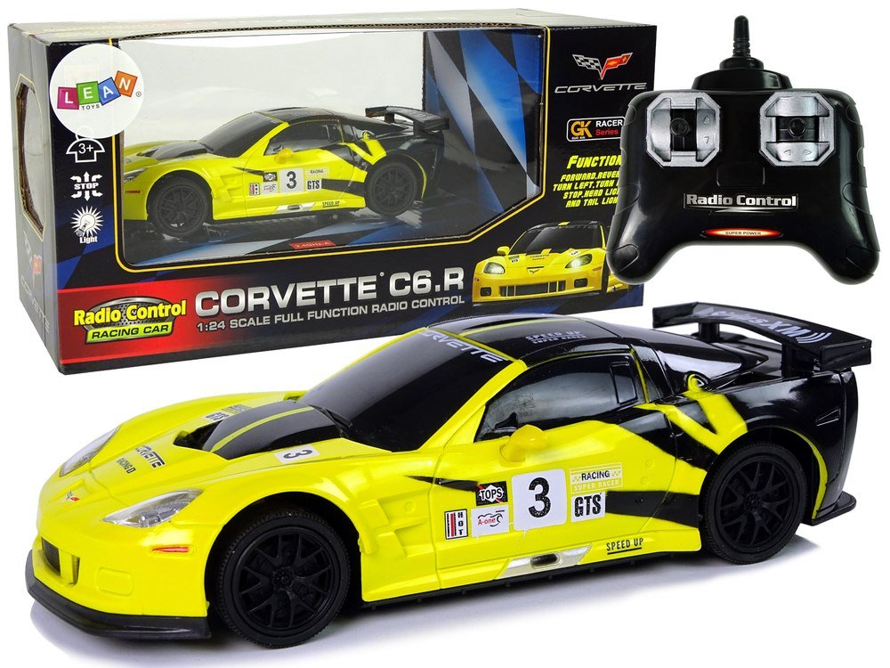 Фото - Машинка LEAN Toys Auto Sportowe R/C 1:24 Corvette Żółte C6.R 2.4 G Światła 