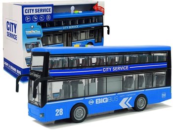 Autobus Dwupiętrowy z Napędem Frykcyjnym Dźwięk Światła 1:16 Niebieski - Lean Toys