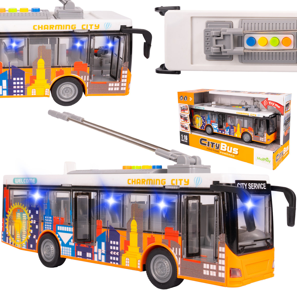 Autobus Miejski City Trolejbus Napęd Otwierane Drzwi Światła Dźwięki 1: ...