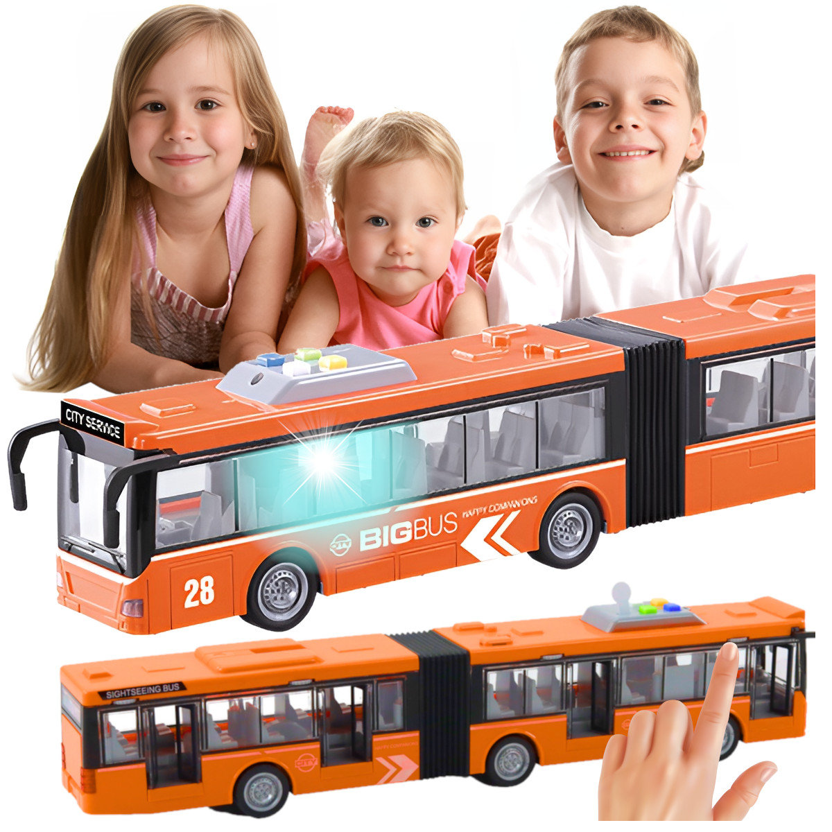 Autobus Miejski Przegubowy z Dźwiękiem i Światłem dla dzieci Z1053 ...