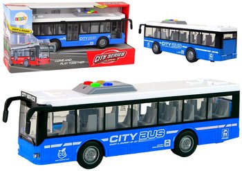 Autobus Na Baterie Światła Dźwięki Napęd Frykcyjny Niebieski 1:16 - Lean Toys