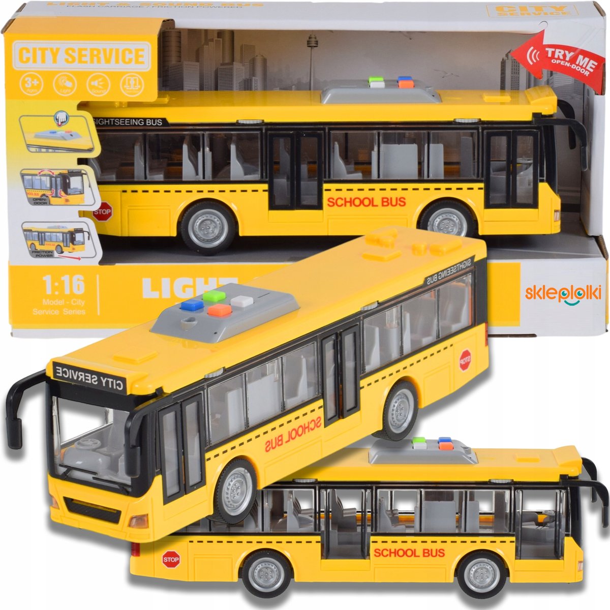 AUTOBUS SZKOLNY CITYBUS MIEJSKI NA BATERIE POJAZD BUS ZABAWKA DLA ...