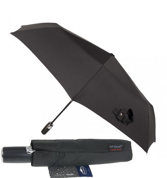 Automatyczna czarna parasolka męska marki Parasol ze skórzaną rączką - Parasol