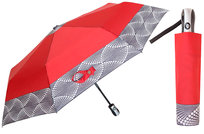 Automatyczna parasolka damska marki Parasol, czerwona z ornamentem Parasol