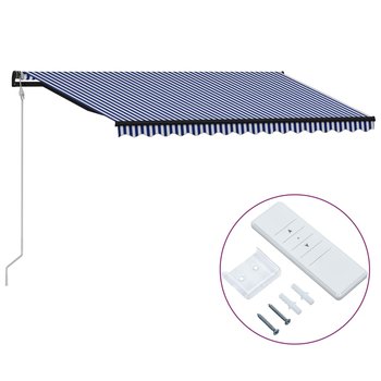 Automatycznie zwijana markiza, 450 x 300 cm, niebiesko-biała - vidaXL