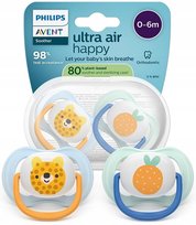 Avent Smoczek Ultra Air 0-6m Oddychający + Etui 2szt