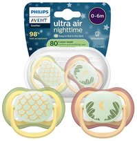 Avent Smoczek Ultra Air 0-6m Oddychający + Etui 2szt Świecący