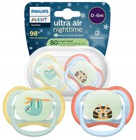 Avent Smoczek Ultra Air 0-6m Oddychający + Etui 2szt Świecący