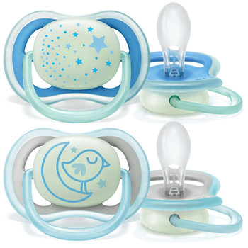 Avent, Ultra Air Night, Smoczek uspokajający, silikonowy, 6-18m, Boy, 2 szt. - Avent