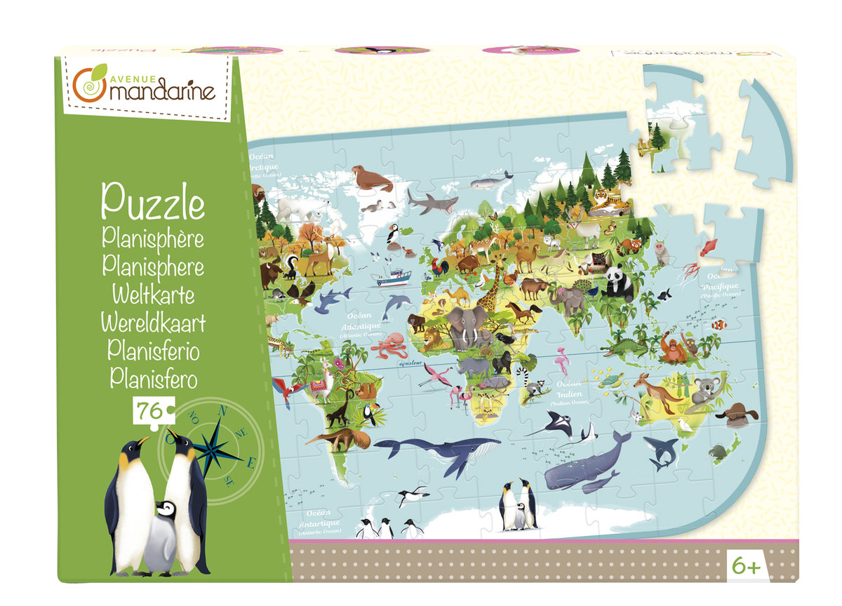 Avenue Mandarine, puzzle, Mapa Występowanie Zwierząt, 76 el.