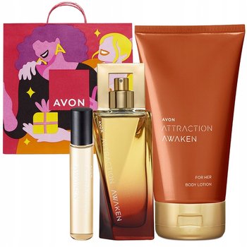 Avon, Attraction Awaken, Zestaw kosmetyków, woda perfumowana, 50ml + balsam do ciała, 150ml + perfumetka, 10ml - AVON