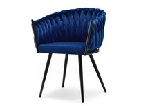 Awangardowy Fotel Pleciony Aksamit Rosa Granat - Czarny