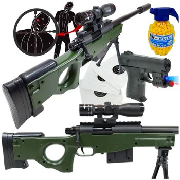 AWP Snajperka Karabin Wyborowy Na Kulki Air Soft Gun + Pistolet z Laserem + Granat - Inna marka