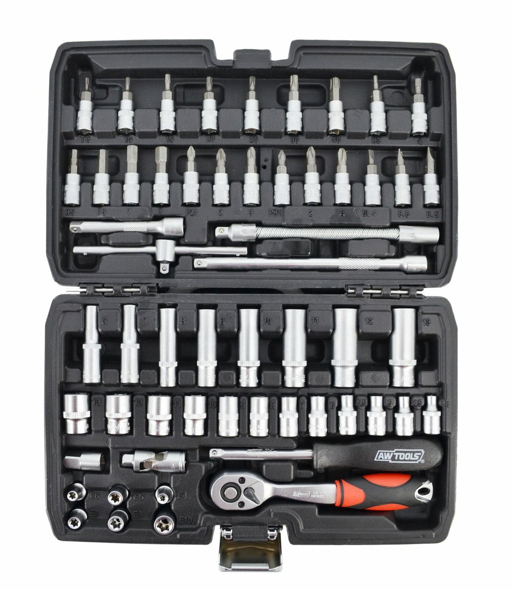 AWTOOLS Zestaw Kluczy 1/4' 56 elementów AW39056 Black Line