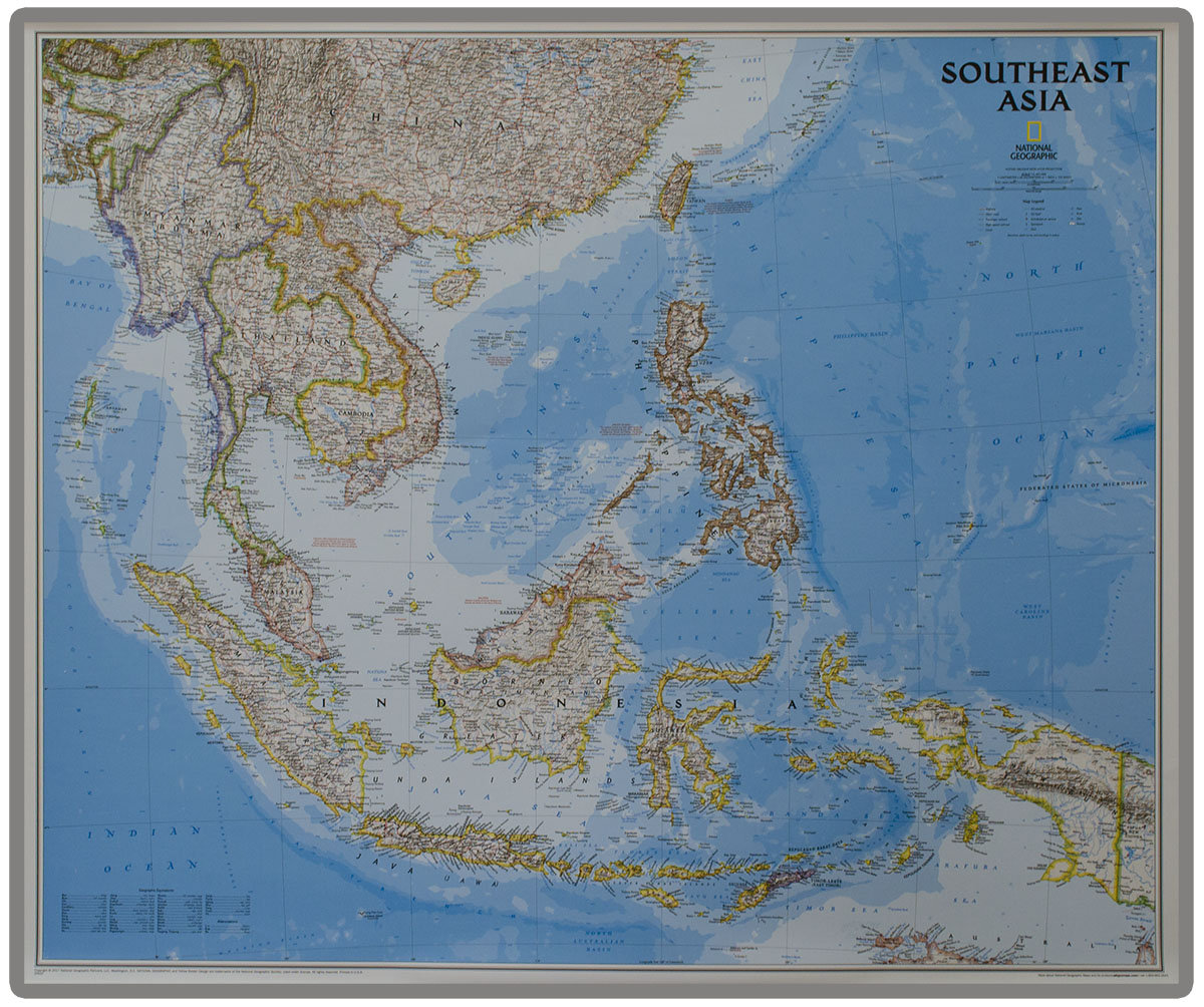 Azja Południowo Wschodnia Classic Mapa ścienna Polityczna Do Wpinania Pinboard 16 497 000 3839