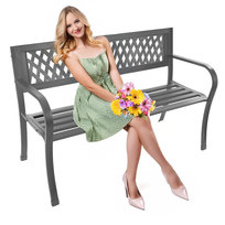 Ażurowa ławka ogrodowa z oparciem parkowa metalowa taras balkon grafitowa