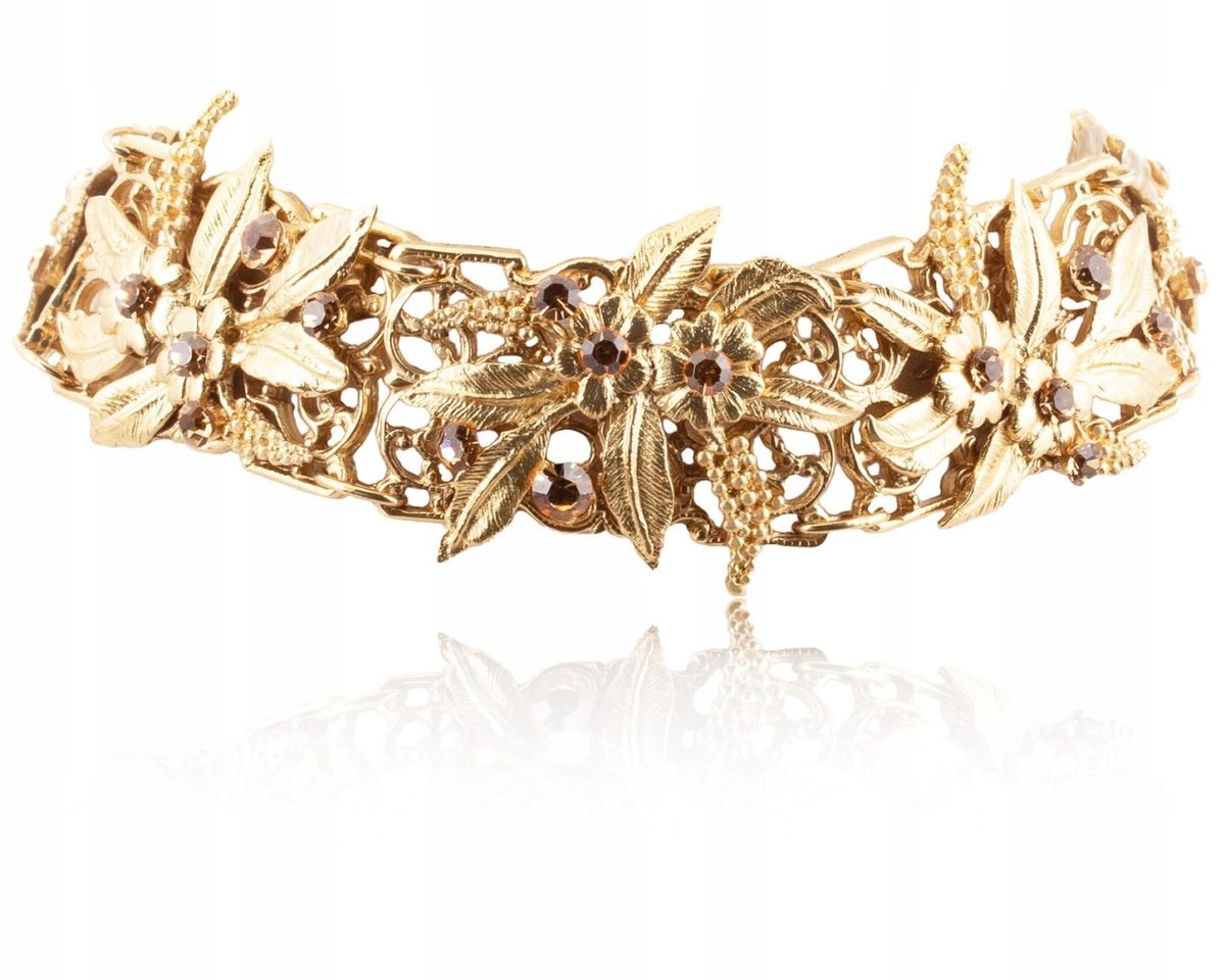 AŻUROWY CHOKER Z MOTYWEM KWIATÓW I LIŚCI (C24/JES/09AU