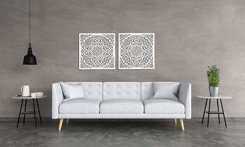 Ażurowy Panel Dekoracyjny, Marokańska Rozeta, Dekoracja Ścienna 3D,Ornament, Dyptyk,  Biały - ORNAMENTI