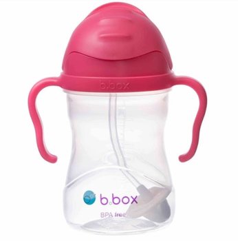 B.Box, Bidon ze słomką, Malinowy, 240 ml - B.Box