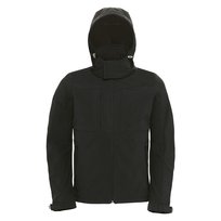 B&C Męska Oddychająca, Wodoodporna I Wiatroodporna Kurtka Softshell Z Kapturem (podszewka Z Polaru) (3XL / Czarny) B&C