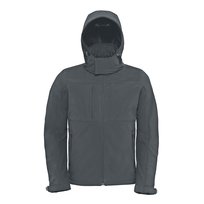 B&amp;C Męska Oddychająca, Wodoodporna I Wiatroodporna Kurtka Softshell Z Kapturem (podszewka Z Polaru) (L / Ciemnoszary) B&C