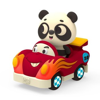 B. Toys, Miękkie autko sensoryczne z wesołym pasażerem – Land of B. Wyścigówka z Pandą, 1+ - B.Toys