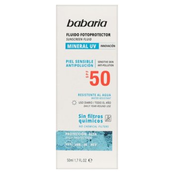 Babaria, Sunscreen, Krem do twarzy z fluidem SPF50 - Babaria