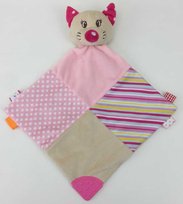 BABY MIX STK-18984 Przytulanka z gryzakiem kotek różowy (szeleścik) 37192 Baby Mix