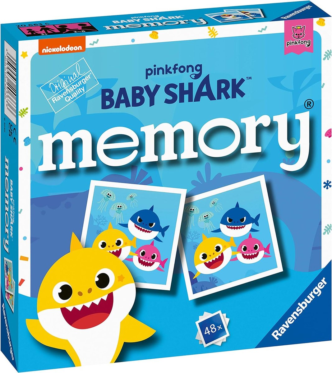 Memory Baby Shark, gra logiczna, Ravensburger, 48 elementów
