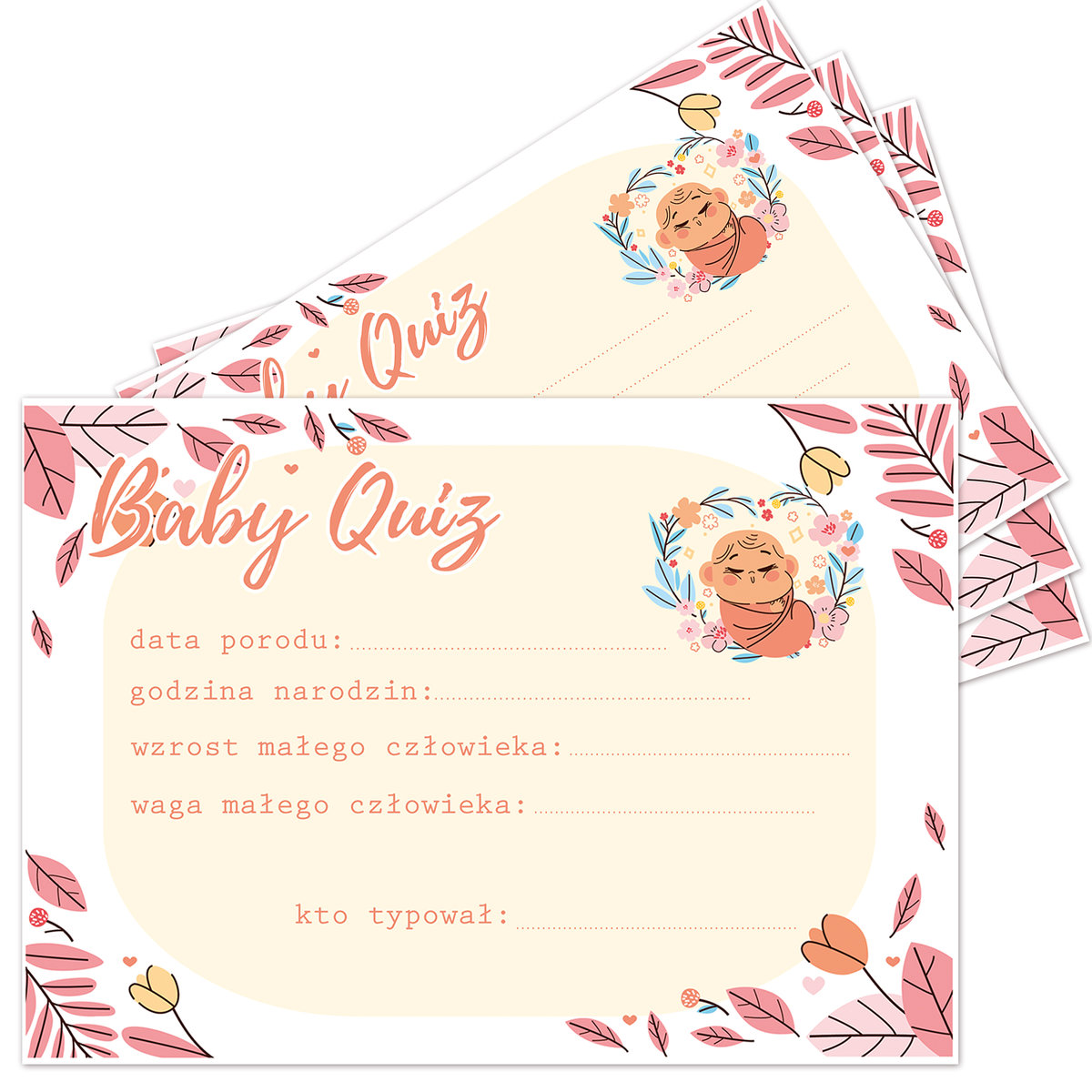 Quiz Na Baby Shower Po Polsku Baby Shower Baby Quiz, gra towarzyska, WyczarujPrezent