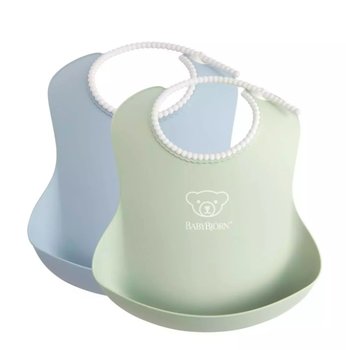 BabyBjorn, 2 śliniaki, Powder Green/Powder Blue - BABYBJORN