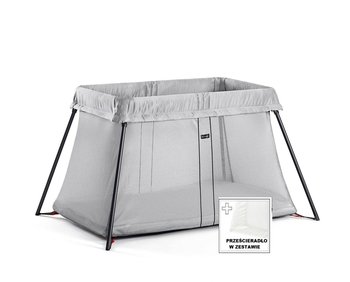 BabyBjorn, łóżeczko turystyczne Light, srebrne + prześcieradło  - BABYBJORN
