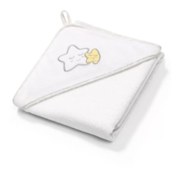 BabyOno, Okrycie kąpielowe frotte, ręcznik z kapturkiem, 100x100cm, biały, wzór gwiadka - BabyOno