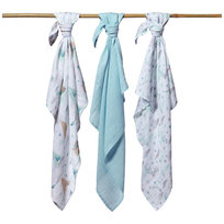 BABYONO Pieluszki muślinowe bambusowe błękitne 3 sztuki