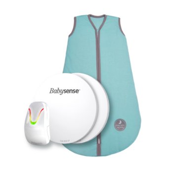 BABYSENSE 7 - monitor oddechu dla niemowląt w zestawie ze śpiworkiem do spania Natulino BabyComfort Natural Mint, 0-6M, nieocieplany - BabySense