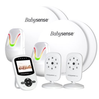 Babysense V24, Elektroniczna niania z monitorem oddechu, Babysense 7., Zestaw dla bliźniąt - BabySense