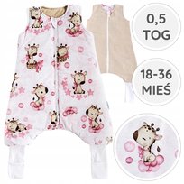 BabyU, Śpiworek letni nogawki skarpetki muślin bawełna 0,5 TOG 18-36 mieś LOVE