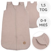 BabyU, Śpiworek Muślinowy Niemowlęcy Całoroczny Premium 1.5 TOG 0-9 mieś LATTE