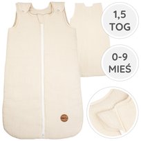 BabyU, Śpiworek Muślinowy Niemowlęcy Całoroczny Premium 1.5 TOG 0-9 mieś VANILLA